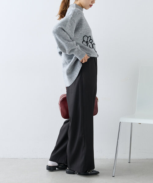 w closet（ダブルクローゼット）の「【2サイズ展開】スラックスワイドパンツ（その他パンツ・レディース・ブラック/アイボリー/グレー/ベージュ・SMALL/MEDIUM）」の16枚目の写真