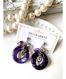 【MUURABBTI】マーブルチェーンとビーズのピアス(MA)