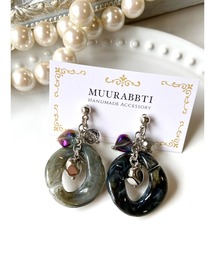 【MUURABBTI】マーブルチェーンとビーズのピアス(MA)