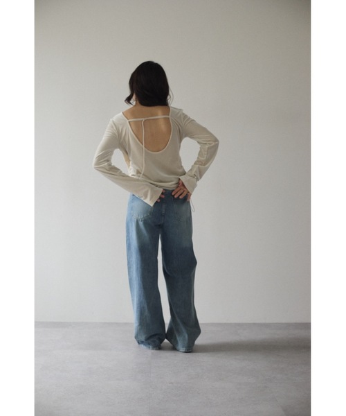 カップインサイドギャザーベロアトップス（Tシャツ/カットソー