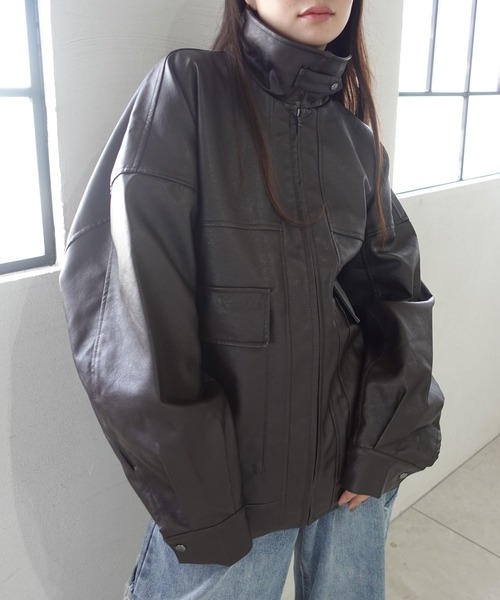 フェイクレザーブルゾン