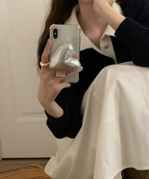 ECLIN（エクラン）の「配色ポロ衿ニットプルオーバー（ニット/セーター・レディース・グレー/ネイビー・FREE）」の8枚目の写真