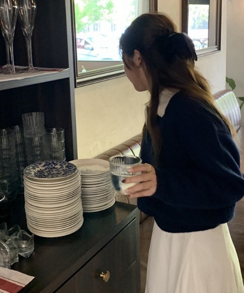 ECLIN（エクラン）の「配色ポロ衿ニットプルオーバー（ニット/セーター・レディース・グレー/ネイビー・FREE）」の10枚目の写真