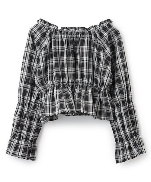 LOVETOXIC（ラブトキシック）の「チェックオフショルブラウス（シャツ/ブラウス・キッズ・ブラウン/ブラック・L/M/S）」の6枚目の写真