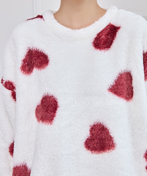 Lace Ladies（レースレディース）の「ラウンドネック 配色 ハート フリース ルームウエア（ルームウェア/パジャマ・レディース・ピンク/ホワイト・S/M/L）」の13枚目の写真