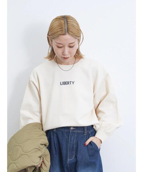 Samansa Mos2 blue（サマンサモスモスブルー）の「【マシンウォッシャブル】スポンジニットロゴプルオーバー（ニット/セーター・レディース・ブラック/グリーン/キナリ/イエロー/ブルー・F）」の2枚目の写真