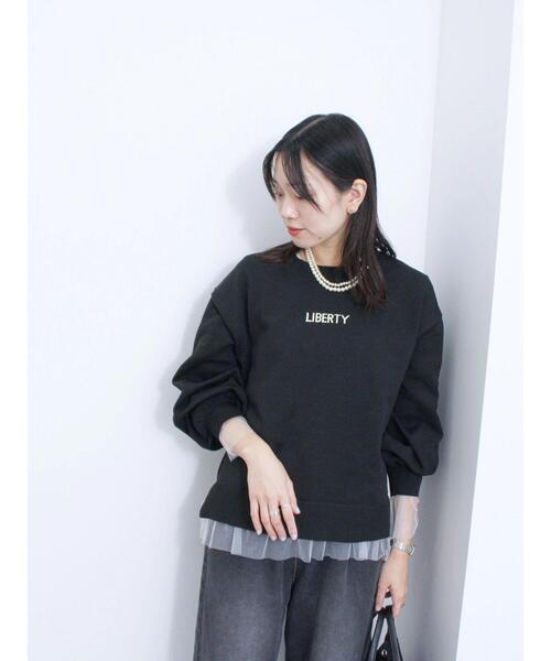 Samansa Mos2 blue（サマンサモスモスブルー）の「【マシンウォッシャブル】スポンジニットロゴプルオーバー（ニット/セーター・レディース・ブラック/グリーン/キナリ/イエロー/ブルー・F）」の6枚目の写真