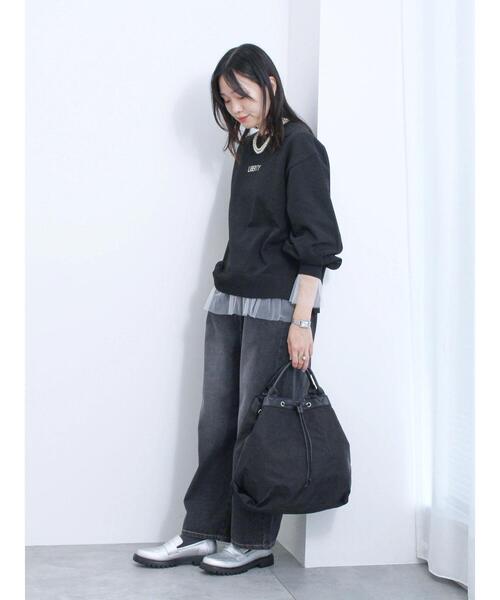 Samansa Mos2 blue（サマンサモスモスブルー）の「【マシンウォッシャブル】スポンジニットロゴプルオーバー（ニット/セーター・レディース・ブラック/グリーン/キナリ/イエロー/ブルー・F）」の8枚目の写真