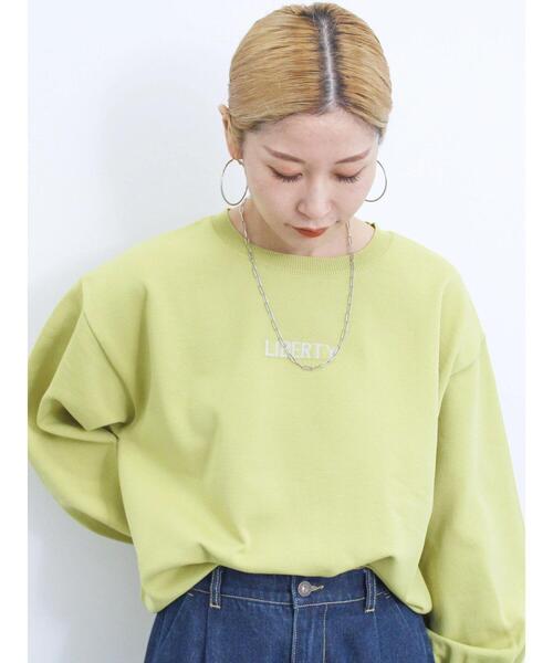 Samansa Mos2 blue（サマンサモスモスブルー）の「【マシンウォッシャブル】スポンジニットロゴプルオーバー（ニット/セーター・レディース・ブラック/グリーン/キナリ/イエロー/ブルー・F）」の9枚目の写真