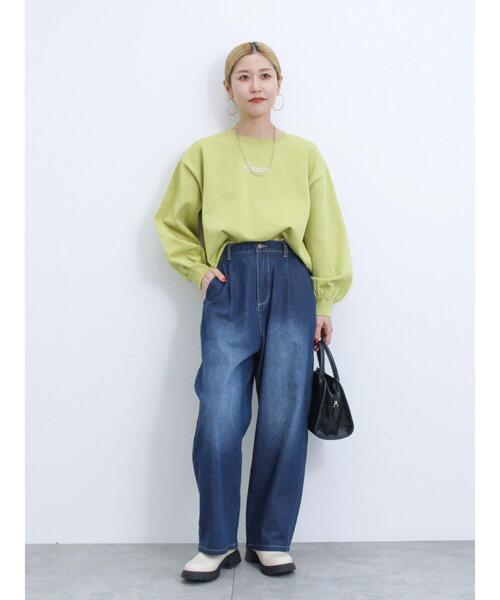 Samansa Mos2 blue（サマンサモスモスブルー）の「【マシンウォッシャブル】スポンジニットロゴプルオーバー（ニット/セーター・レディース・ブラック/グリーン/キナリ/イエロー/ブルー・F）」の12枚目の写真