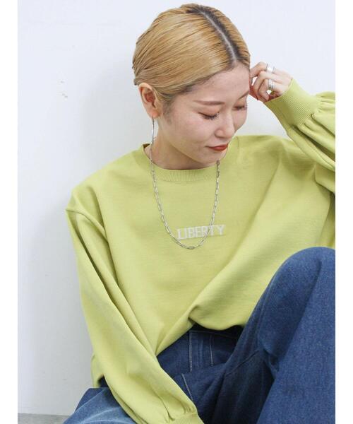 Samansa Mos2 blue（サマンサモスモスブルー）の「【マシンウォッシャブル】スポンジニットロゴプルオーバー（ニット/セーター・レディース・ブラック/グリーン/キナリ/イエロー/ブルー・F）」の14枚目の写真