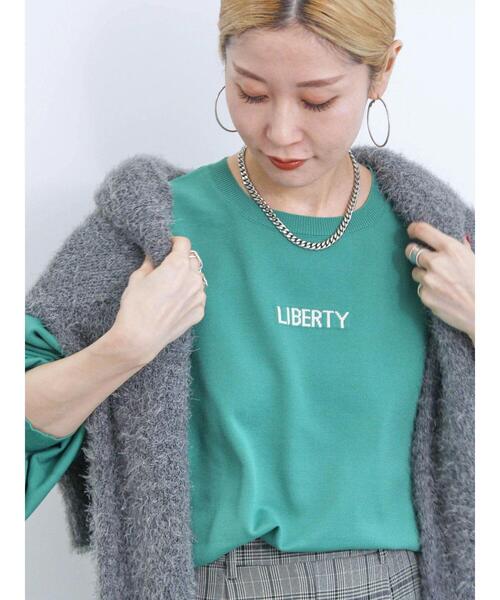 Samansa Mos2 blue（サマンサモスモスブルー）の「【マシンウォッシャブル】スポンジニットロゴプルオーバー（ニット/セーター・レディース・ブラック/グリーン/キナリ/イエロー/ブルー・F）」の15枚目の写真