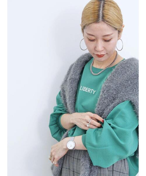 Samansa Mos2 blue（サマンサモスモスブルー）の「【マシンウォッシャブル】スポンジニットロゴプルオーバー（ニット/セーター・レディース・ブラック/グリーン/キナリ/イエロー/ブルー・F）」の18枚目の写真