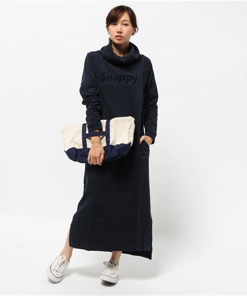 ikka（イッカ）の「ボリュームネックカットソーワンピース（ワンピース・レディース・オリーブ/ネイビー/チャコールグレー・LARGE/MEDIUM）」の3枚目の写真