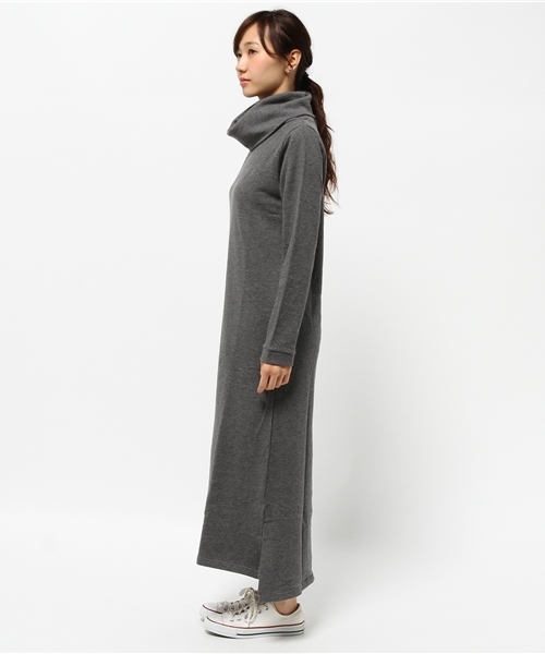 ikka（イッカ）の「ボリュームネックカットソーワンピース（ワンピース・レディース・オリーブ/ネイビー/チャコールグレー・LARGE/MEDIUM）」の5枚目の写真