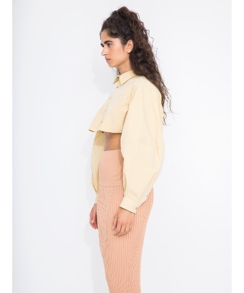 leinwande（ラインヴァンド）の「【leinwande】Cotton Cropped Shirts（シャツ/ブラウス・レディース・イエロー/ホワイト・ONE SIZE）」の3枚目の写真
