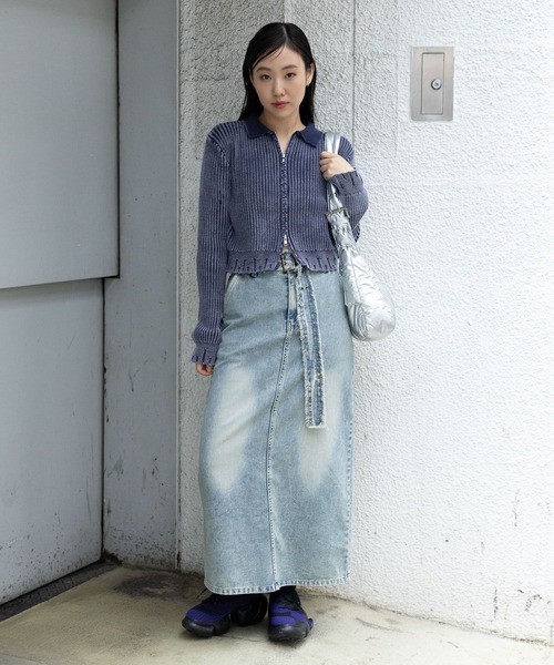 3.3 Field Trip （3.3フィールドトリップ）の「3.3 Field Trip／ダメージZIPニット（ニット/セーター・レディース・ブルー/ブラック・FREE）」の3枚目の写真