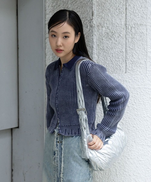 3.3 Field Trip （3.3フィールドトリップ）の「3.3 Field Trip／ダメージZIPニット（ニット/セーター・レディース・ブルー/ブラック・FREE）」の6枚目の写真