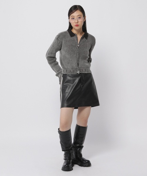 3.3 Field Trip （3.3フィールドトリップ）の「3.3 Field Trip／ダメージZIPニット（ニット/セーター・レディース・ブルー/ブラック・FREE）」の8枚目の写真