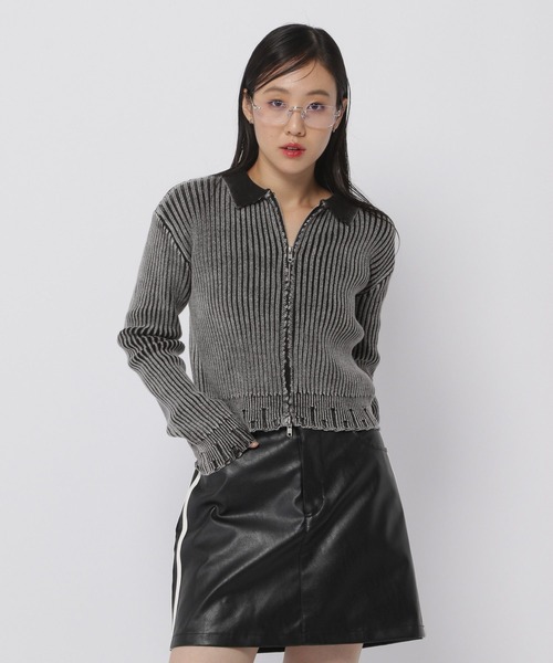 3.3 Field Trip （3.3フィールドトリップ）の「3.3 Field Trip／ダメージZIPニット（ニット/セーター・レディース・ブルー/ブラック・FREE）」の11枚目の写真