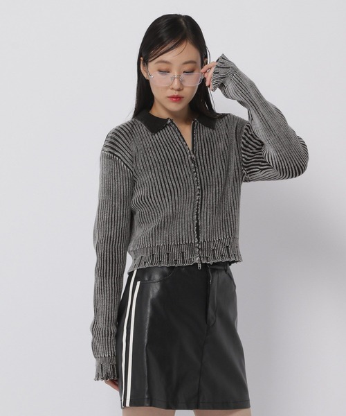 3.3 Field Trip （3.3フィールドトリップ）の「3.3 Field Trip／ダメージZIPニット（ニット/セーター・レディース・ブルー/ブラック・FREE）」の12枚目の写真