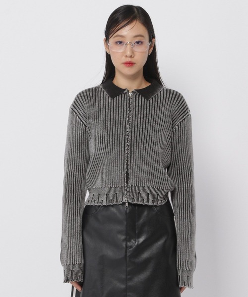 3.3 Field Trip （3.3フィールドトリップ）の「3.3 Field Trip／ダメージZIPニット（ニット/セーター・レディース・ブルー/ブラック・FREE）」の15枚目の写真