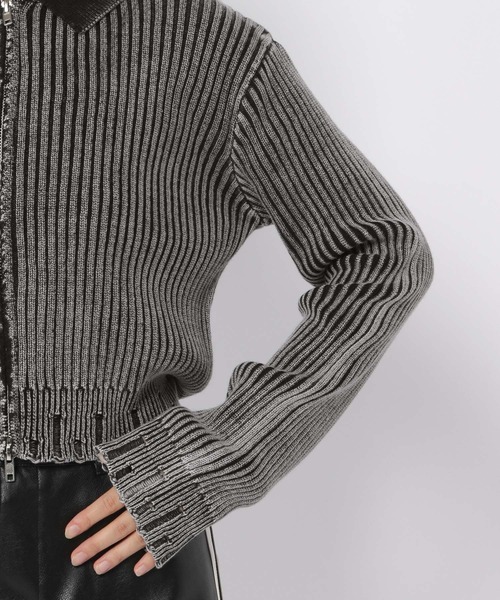 3.3 Field Trip （3.3フィールドトリップ）の「3.3 Field Trip／ダメージZIPニット（ニット/セーター・レディース・ブルー/ブラック・FREE）」の20枚目の写真