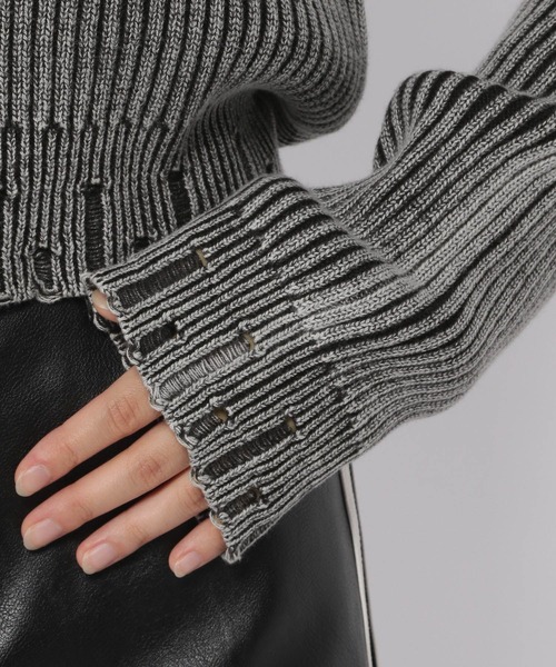 3.3 Field Trip （3.3フィールドトリップ）の「3.3 Field Trip／ダメージZIPニット（ニット/セーター・レディース・ブルー/ブラック・FREE）」の21枚目の写真