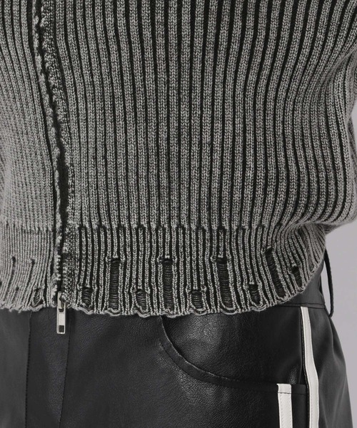 3.3 Field Trip （3.3フィールドトリップ）の「3.3 Field Trip／ダメージZIPニット（ニット/セーター・レディース・ブルー/ブラック・FREE）」の22枚目の写真