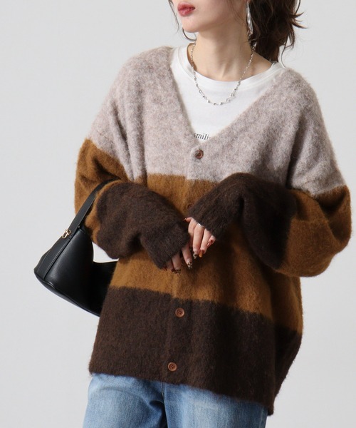 FUNALIVE（ファンアライブ）の「MANYMENMANYMINDS シャギーグラデーションボーダーカーディガン（カーディガン/ボレロ・メンズ・ベージュ/グレー/グリーン・L/XL/M）」の15枚目の写真