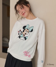 【Disney/ディズニー】Minnie Mouse/ミニーマウス裏毛ドロップショルダープリントスウェットプルオーバー