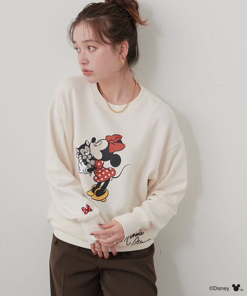 Disney/ディズニー】Minnie Mouse/ミニーマウス裏毛ドロップショルダー