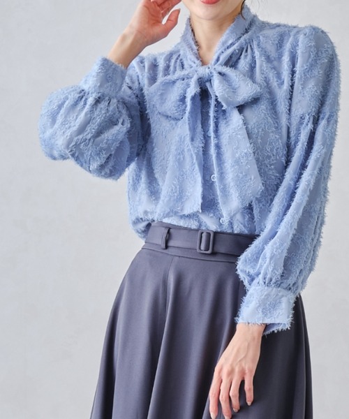 セール】フリンジジャガードボウタイブラウス/MM448103（シャツ