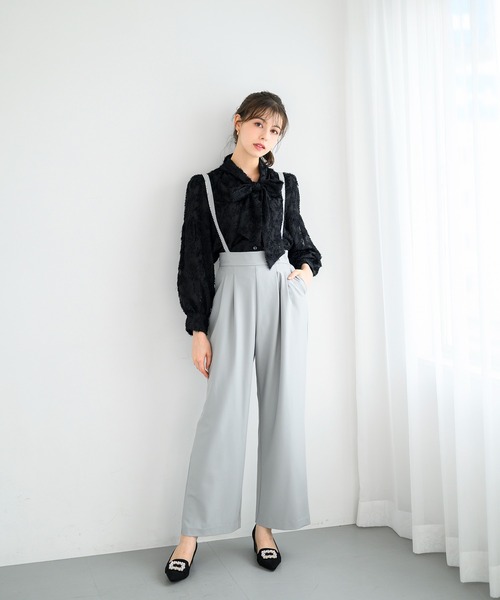 MISCH MASCH（ミッシュマッシュ）の「フリンジジャガードボウタイブラウス/MM448103（シャツ/ブラウス・レディース・ブルー/ブラック/ホワイト・ﾌﾘ-）」の11枚目の写真