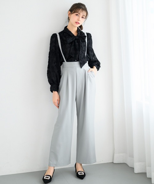 MISCH MASCH（ミッシュマッシュ）の「フリンジジャガードボウタイブラウス/MM448103（シャツ/ブラウス・レディース・ブルー/ブラック/ホワイト・ﾌﾘ-）」の12枚目の写真