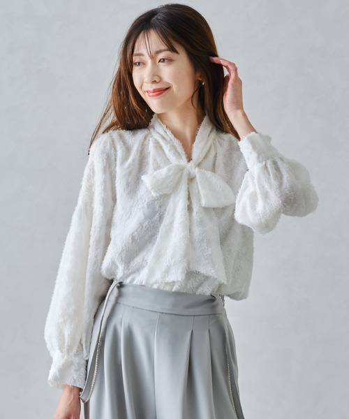 セール】フリンジジャガードボウタイブラウス/MM448103（シャツ