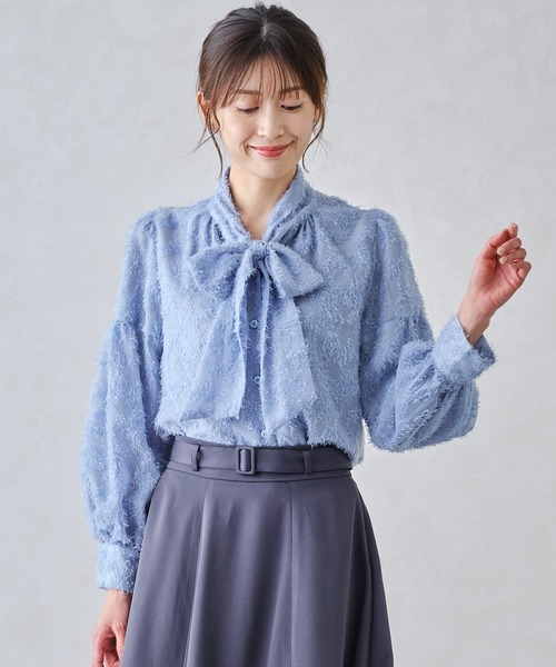 セール】フリンジジャガードボウタイブラウス/MM448103（シャツ