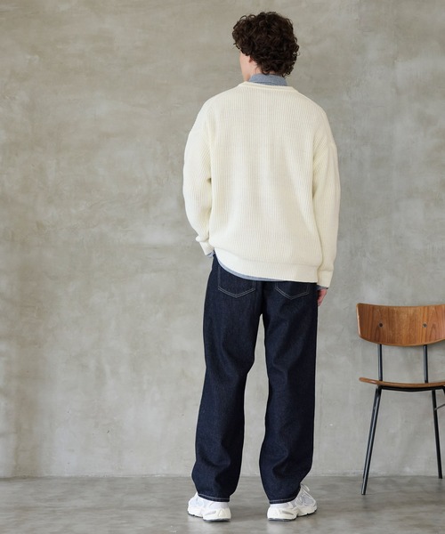 coca(coca)(コカ)の「ドロップショルダー クルーネックニット(ニット/セーター・メンズ・アイボリー/ブラック・XL/M/L)」の4枚目の写真