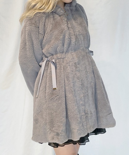 one way(ワンウェイ)の「ウエスト絞りファージャケット(その他アウター・レディース・グレー/ホワイト/ブラック・FREE)」の13枚目の写真