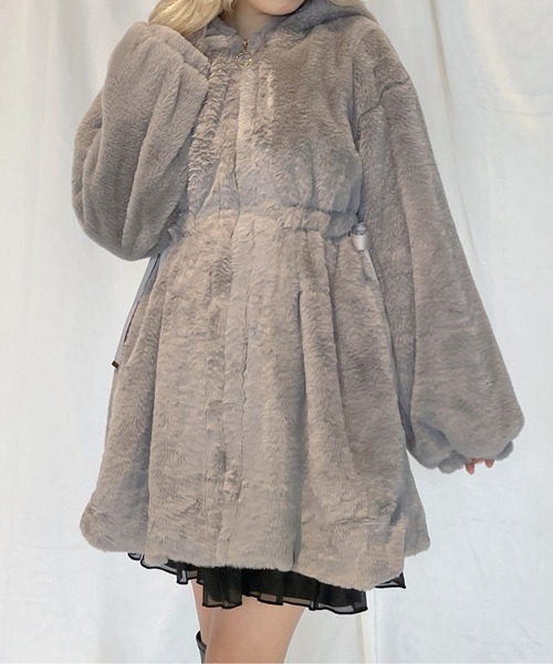 one way(ワンウェイ)の「ウエスト絞りファージャケット(その他アウター・レディース・グレー/ホワイト/ブラック・FREE)」の14枚目の写真