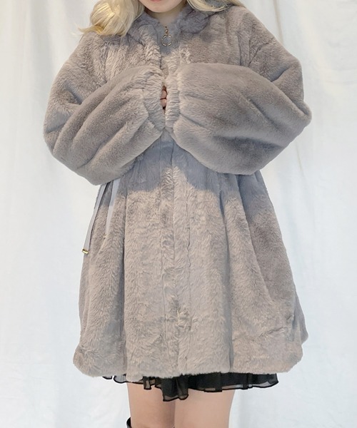 one way(ワンウェイ)の「ウエスト絞りファージャケット(その他アウター・レディース・グレー/ホワイト/ブラック・FREE)」の15枚目の写真