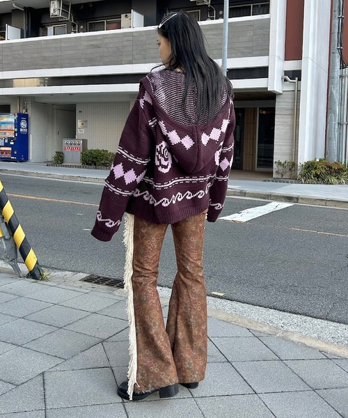 SANSeLF(サンセルフ)の「ノルディックフーディニットカーディガン 【SANSeLF】 sanw24a048(ニット/セーター・レディース・グレー/ピンク・FREE)」の15枚目の写真