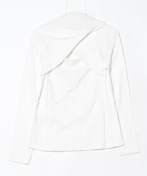 atONE(アットワン)の「綿フライス前後2wayツイスト長袖カットソー(Tシャツ/カットソー・レディース・カーキ/オフホワイト/ブラック/チャコールグレー/ブルーグレー・LL/3L/4L/M/L)」の6枚目の写真