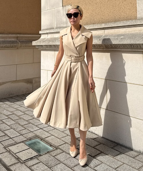 ♡JENNE♡ジェンヌ 　トレンチデザイン ノースリーブワンピース ローマ風トレンチドレス（ワンピース）｜JENNE（ジェンヌ）の