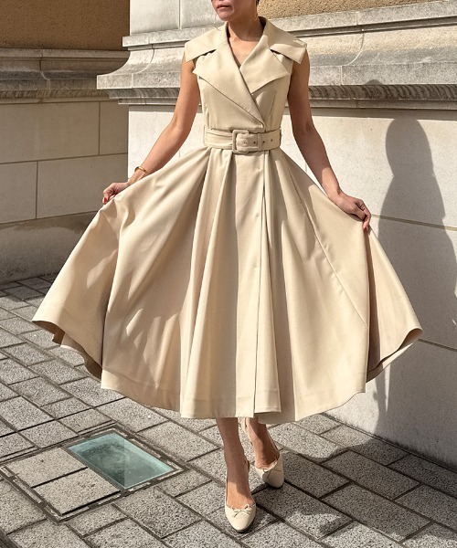 JENNE（ジェンヌ）の「ローマ風トレンチドレス（ワンピース・レディース・ベージュ/ネイビー・SMALL/MEDIUM/LARGE）」の8枚目の写真