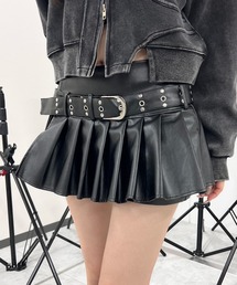 Figments | ベルト付きハイウエスト合皮ミニスカート(スカート)