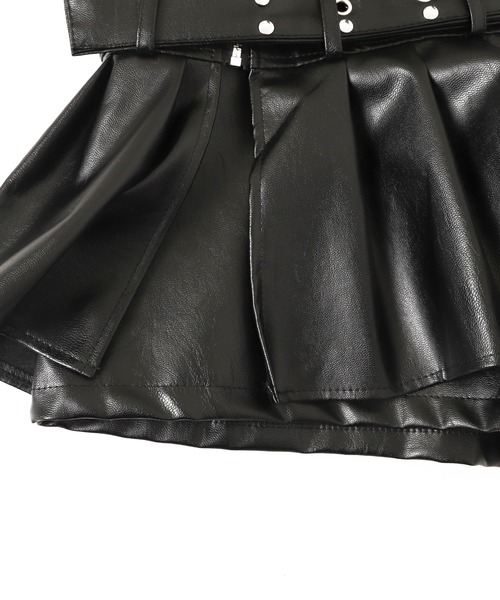 Figments（フィグメンツ）の「ベルト付きハイウエスト合皮ミニスカート（スカート・レディース・ブラック・MEDIUM/SMALL）」の11枚目の写真