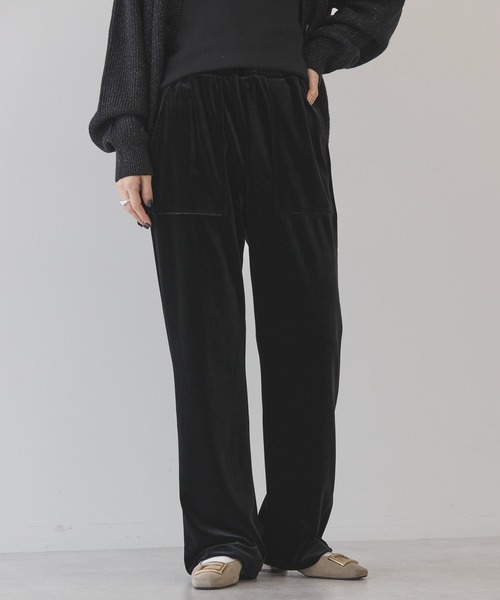 AMERICAN HOLIC（アメリカンホリック）の「ベロアベイカーリラックスパンツ（その他パンツ・レディース・モカ/ブラック・L/M/S）」の3枚目の写真