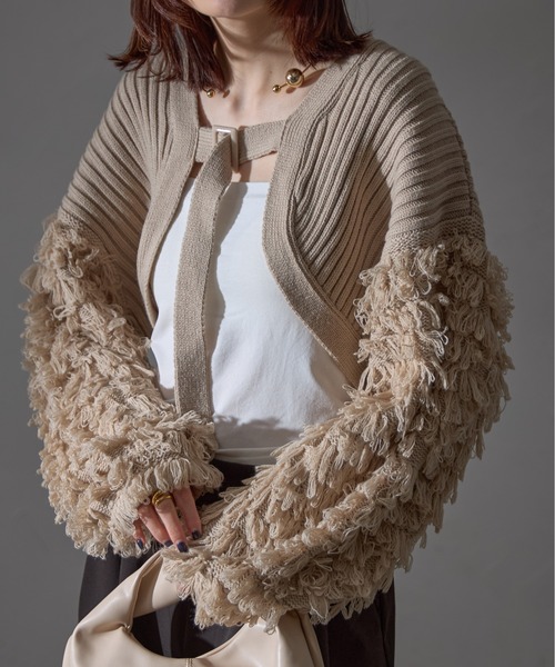 45R ふわふわループニットボレロ セール】ループニットボレロ（カーディガン/ボレロ）｜each