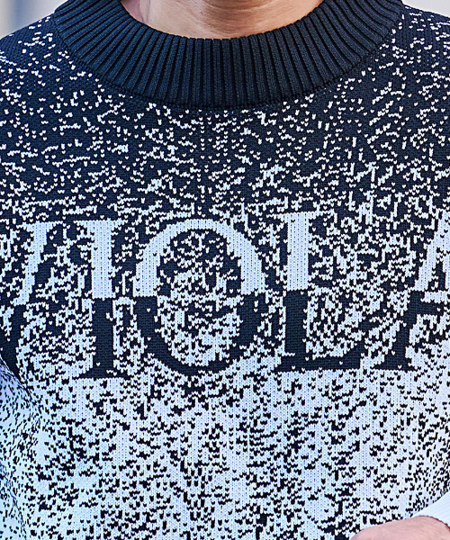 VIOLA(ヴィオラ)の「『VIOLA rumore/ヴィオラ ルモーレ』モザイクグラデーションモックニット長袖セーター(ニット/セーター・メンズ・ホワイト/ブラック・M/XL/L)」の5枚目の写真